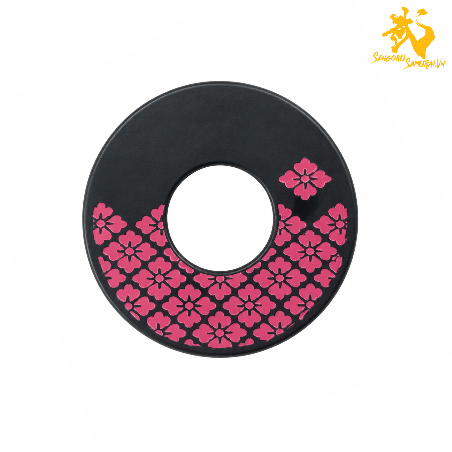RESIN | Shinai Tsuba Đen Họa Tiết Nhật – Sakura / Katsumushi / Nichirin / Shippō 