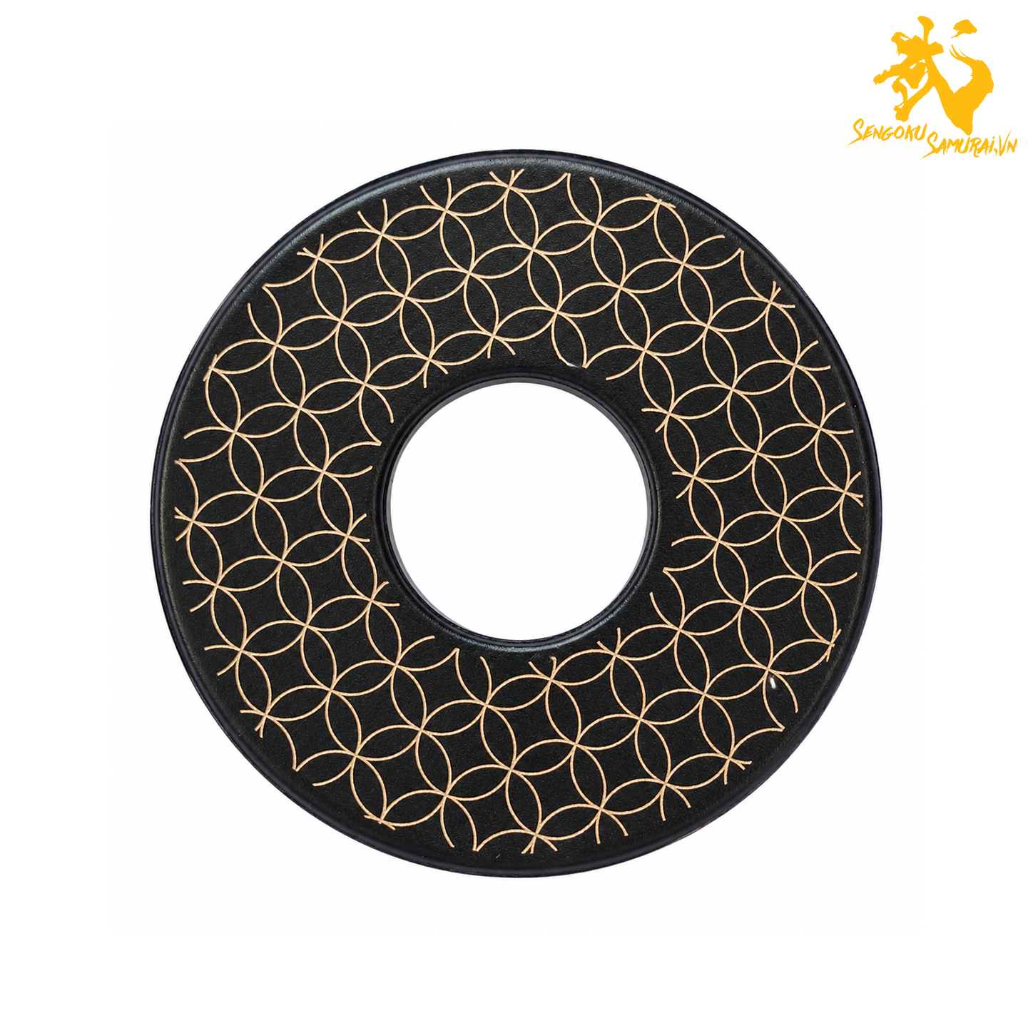 RESIN | Shinai Tsuba Đen Họa Tiết Nhật – Sakura / Katsumushi / Nichirin / Shippō 